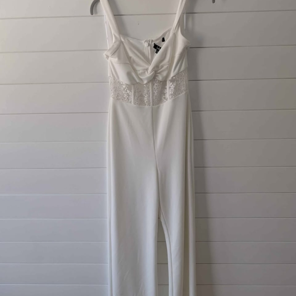 White Lace Detail Jumpsuit
